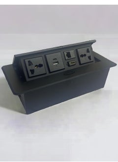 Table Popup Socket, Power Outlet LED Receptacle IP40 Protection Grade 250V 16A Dual USB/Type C/Hdmi/Data Table Socket Connection Box for Office and Home