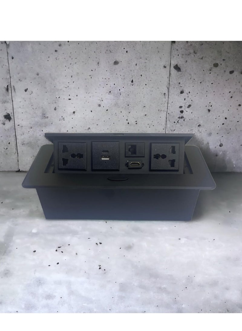 Next Life - Table Popup Socket, Power Outlet LED Receptacle IP40 Protection Grade 250V 16A Dual USB/Type C/Hdmi/Data Table Socket Connection Box for Office and Home - Image 1