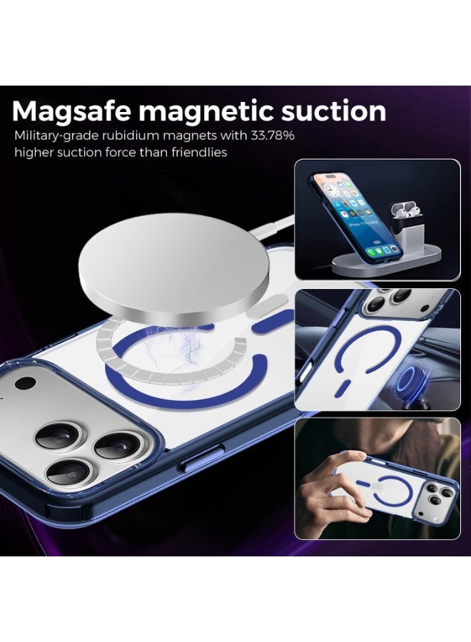 أكاليكس جراب مغناطيسي لهاتف iPhone 17 Pro Max، متوافق مع MagSafe، غطاء فاخر مطلي، جراب هاتف واقي مقاوم للصدمات من مادة TPU الناعمة الشفافة، (أزرق غامق). - Image 4