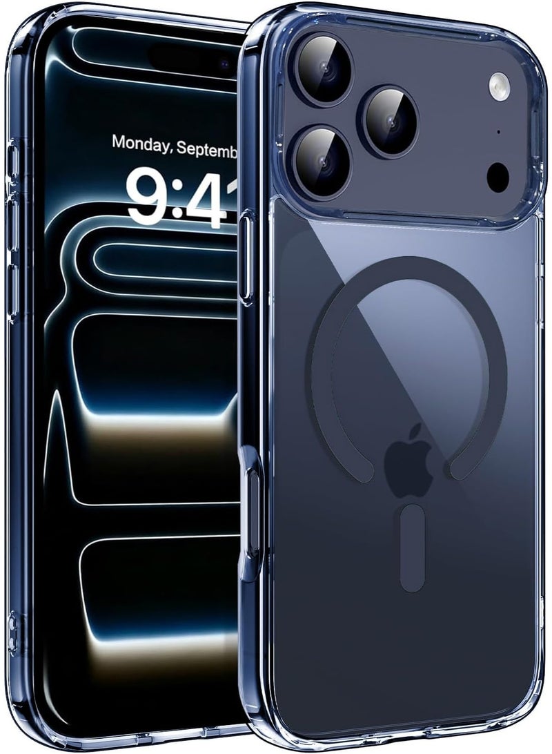 أكاليكس جراب مغناطيسي لهاتف iPhone 17 Pro Max، متوافق مع MagSafe، غطاء فاخر مطلي، جراب هاتف واقي مقاوم للصدمات من مادة TPU الناعمة الشفافة، (أزرق غامق). - Image 1