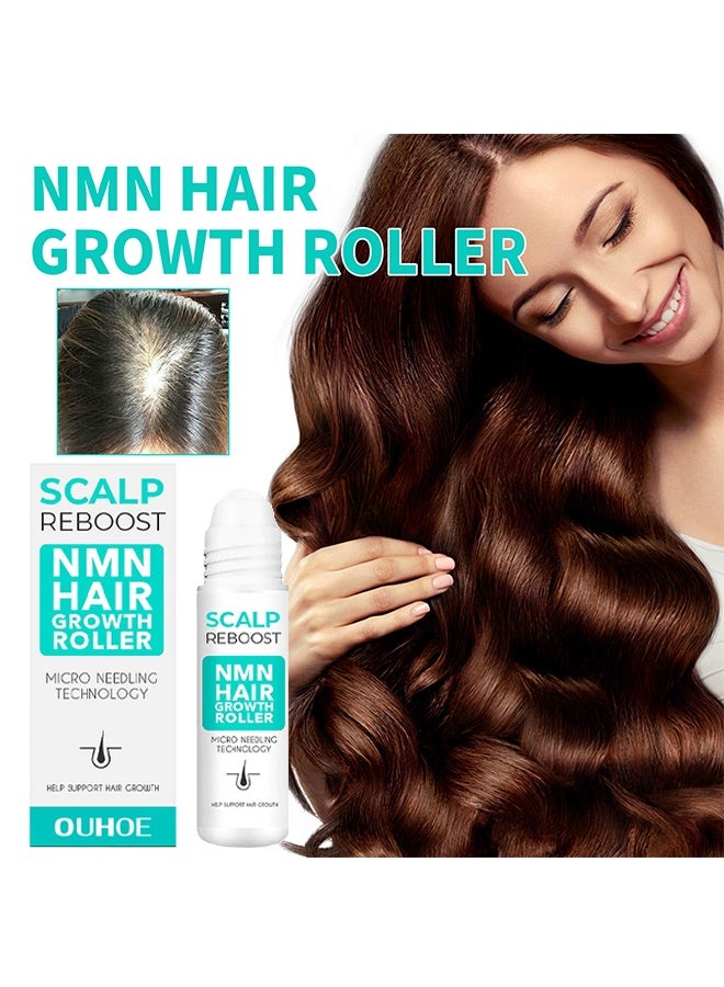 OUHOE Nmn Hair Growth Roller,Thick Hair Roller Essence, Hair Root Thick Hairline Strengthening,Hair Care Firming,Hair Anti Fall Hair Essence 18ml - Image 1