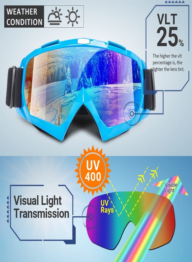 Braylin Adult Ski Goggles, 2-Pack Snowboard Goggles for Youth, Teens, Men & Women, Wide View Snowmobile Goggles - Image 3