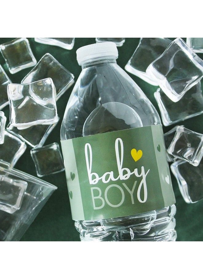 DISTINCTIVS - Green It’S A Boy Baby Shower Water Bottle Labels Greenery Baby Boy 24 Stickers - Image 1