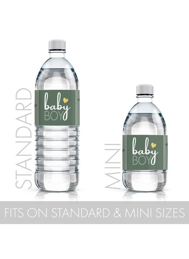 DISTINCTIVS - Green It’S A Boy Baby Shower Water Bottle Labels Greenery Baby Boy 24 Stickers - Image 1