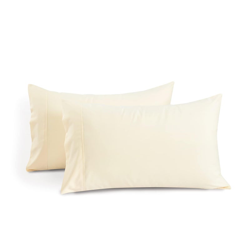 1000 TC Ivory Standard Pillowcases Set of 2 100 Egyptian Cotton Pillow Cases with Long Staple Cotton  Sateen Weave Silky Soft Hotel  Like Bed Pillow Covers for Comfy Sleeping Snug Fit