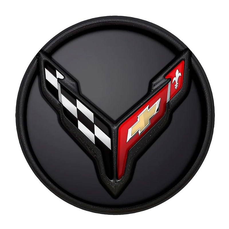 C8 Corvette Wheel Center Cap BlackCarbon Flash with Flags Logo for 20202025 Corvettes