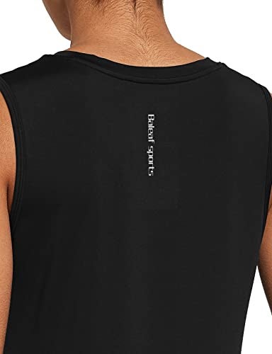 baleaf Workout Tank Tops for Women Sleeveless Running Shirts Activewear Gym Yoga Tops Black Size L - Image 4