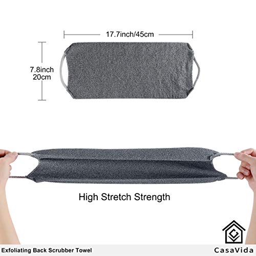 CASAVIDA Back Scrubber for Shower Nylon Bath Towel Washer Exfoliating Washcloth Rear Japanese Stretchable Strap Wash Cloth Body Exfoliation 2 Pack (Gray + Blue) - Image 5