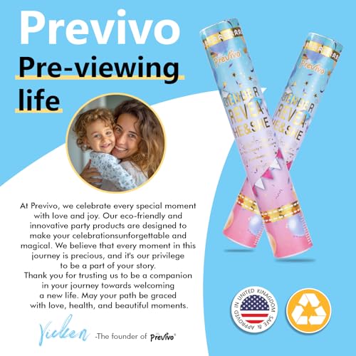 Previvo Gender Reveal Confetti Powder Cannon - 2 Pack Blue Baby Gender Reveal Poppers - 100% Biodegradable Powder Smoke - Ideas Party - Image 5