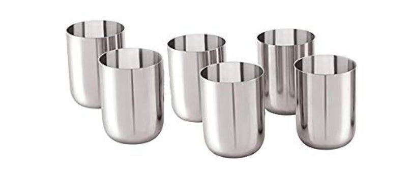 Dharam Paul Traders Stainless Steel Glass Set for Water,Plain Design,Gifting Option This Christmas. Set of 6 - Image 1