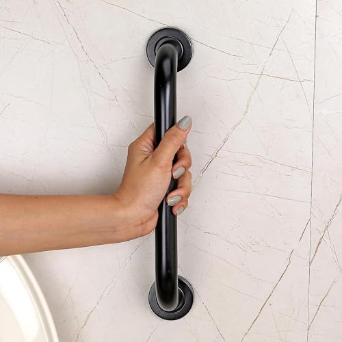 FORTUNE Stainless Steel Grab Bar for Bathroom & Bathtub Wall Mounted Safety Hand Support Rail Black Finish Bathroom Accessories- Balance Handle - Towel Bar - Pack of (8 INCH, Pack of 1) - Image 2