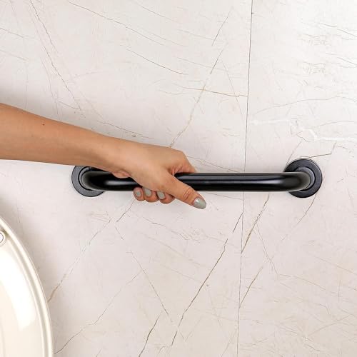 FORTUNE Stainless Steel Grab Bar for Bathroom & Bathtub Wall Mounted Safety Hand Support Rail Black Finish Bathroom Accessories- Balance Handle - Towel Bar - Pack of (8 INCH, Pack of 1) - Image 3