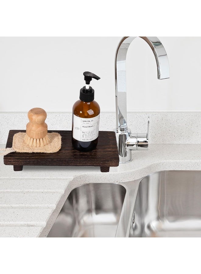 Horoof Home® Small Wooden Decorative Tray – Rustic Display decor for Candles, Diffusers & Home Décor (30x17.7x4 cm, Dark Brown) - Image 3