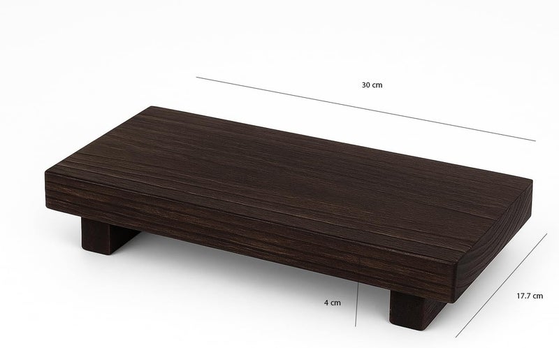 Horoof Home® Small Wooden Decorative Tray – Rustic Display decor for Candles, Diffusers & Home Décor (30x17.7x4 cm, Dark Brown) - Image 2