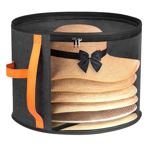 kushon Oversized Clear Hat Storage Box for Women, Cowboy Hat Organizer for Closet, Wide Brims Hat Case with Carrying Handles, Hat Bag (Black) - Image 1