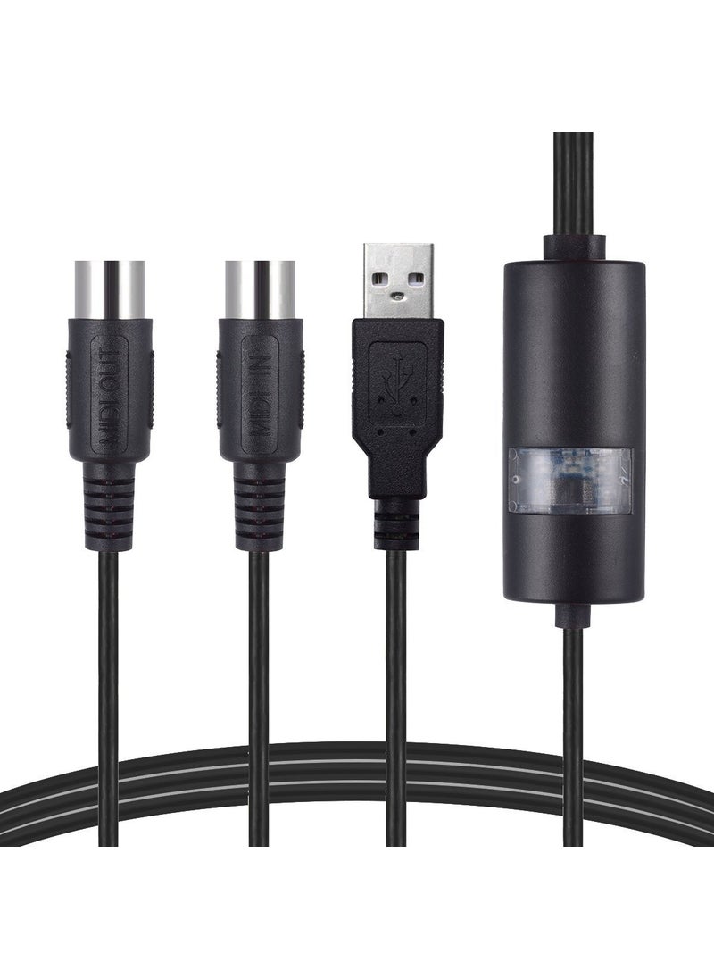 MIDI to USB Cable, Music Editing Interface Black