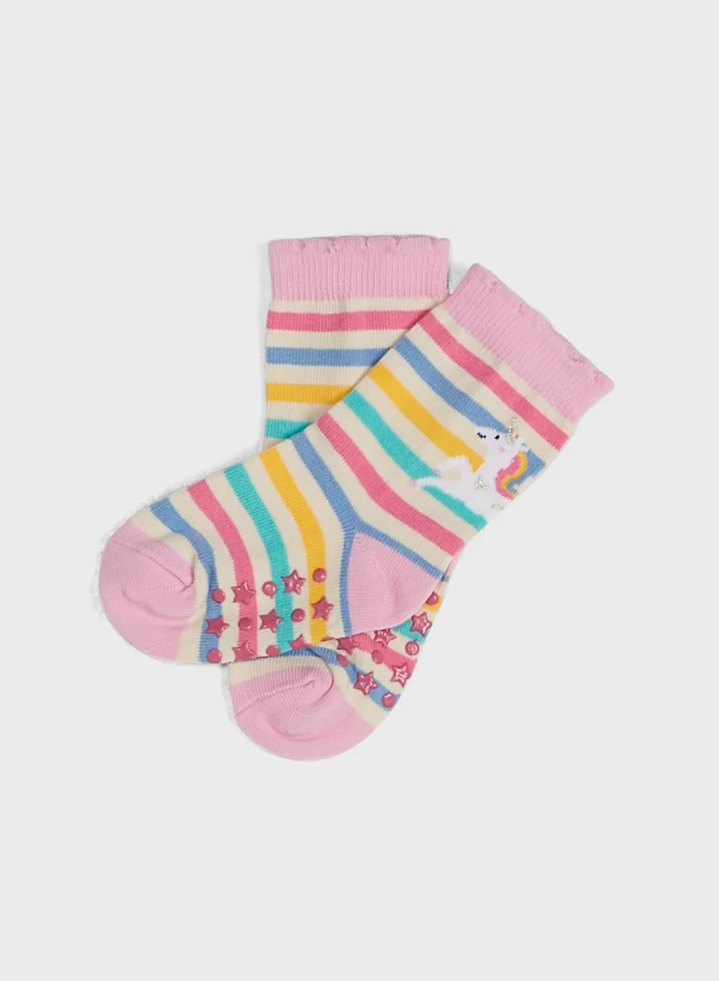 JoJo Maman Bebe Kids 3 Packs Printed Socks