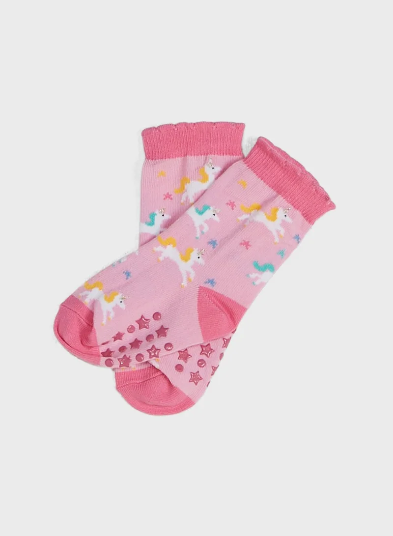 JoJo Maman Bebe Kids 3 Packs Printed Socks