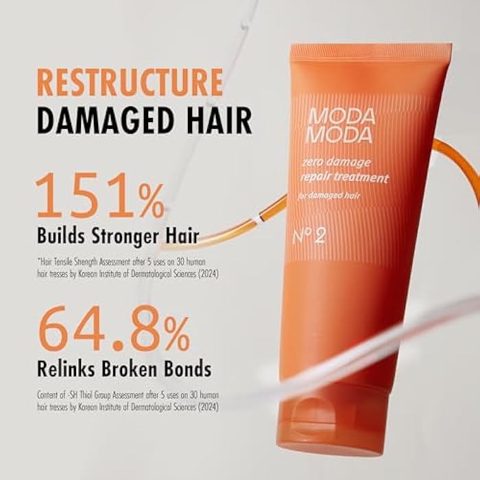 MODA MODA MODAMODA Zero Extreme Damaged Hair Repair Keratin Conditioner for All Hair Types | 10-Second Bond Strengthener | Volume w/ 17 Amino Acids & Polyphenols No Animal Trials 7.05 oz - Image 2