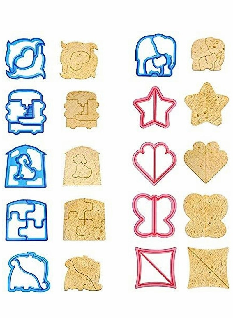 Excefore Kids Sandwich Cutter Set of 10 - Multi Shapes and Cute Design Sandwich Cutters，Sandwich and Bread Crust Cutters in 10 Cute Shapes, for Bento Lunch Box - Image 3