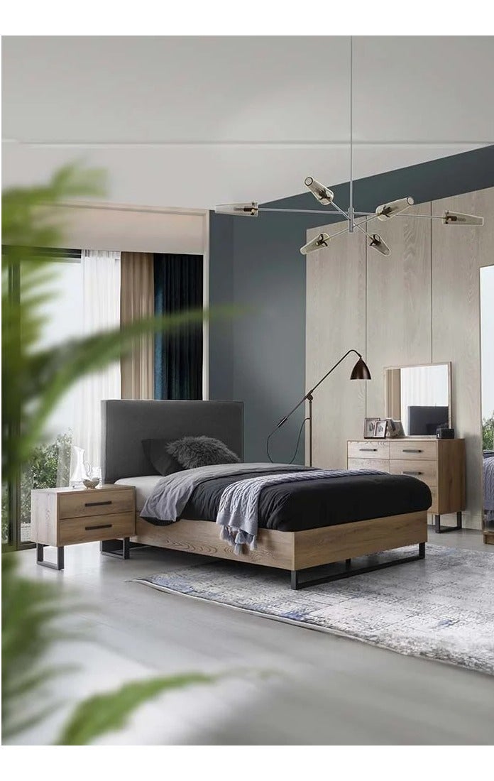 DANUBE HOME Norden 90 X 190 Single Bed - Dark Grey/African Walnut - Image 1