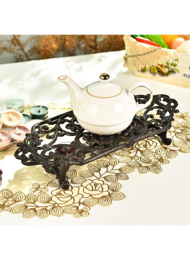 Sungmor Heavy Duty Cast Iron Teapot Dish Warmer Stable Holder for Tealight Stand | Tealight Warmer Decorative Stove for Villa Yard Balcony-Flower Shape - Image 2