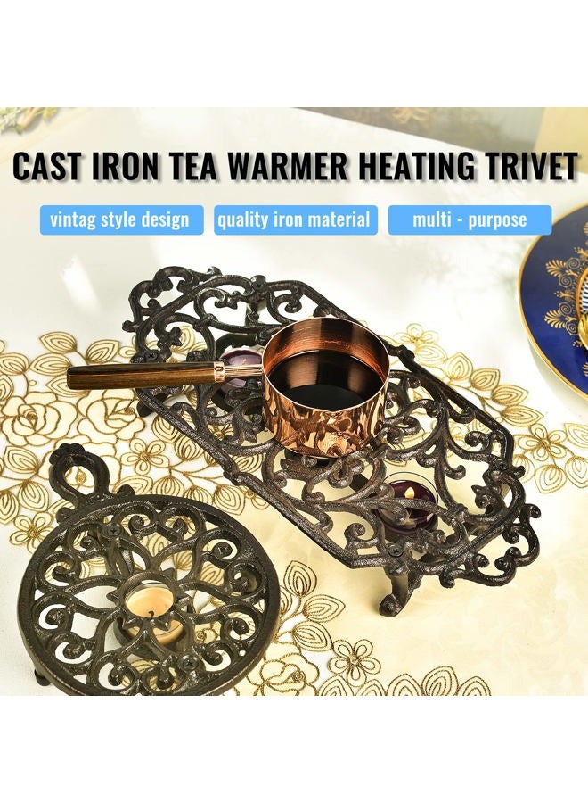 Sungmor Heavy Duty Cast Iron Teapot Dish Warmer Stable Holder for Tealight Stand | Tealight Warmer Decorative Stove for Villa Yard Balcony-Flower Shape - Image 3