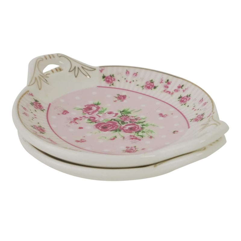 MGeezz Mini Ceramic Serving Tray for ChocolatesDry FruitCookies Mukhvas TreyDecorative Plate for GiftingUse for WeddingOffice TableRestaurant Desk Rose 2 - Image 4