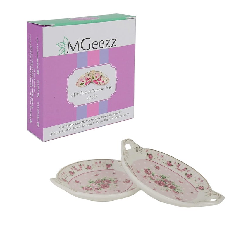 MGeezz Mini Ceramic Serving Tray for ChocolatesDry FruitCookies Mukhvas TreyDecorative Plate for GiftingUse for WeddingOffice TableRestaurant Desk Rose 2 - Image 5