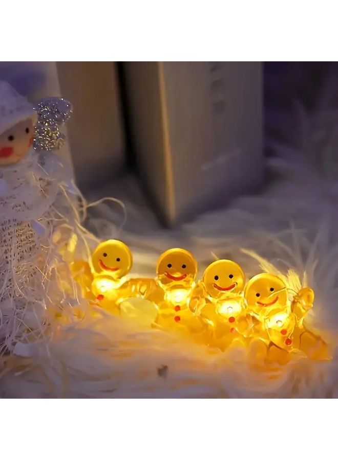 1 قطعة إضاءة LED على شكل رجل خبز الزنجبيل، 10 لمبات LED، لعيد الميلاد أو عيد الشكر أو الديكور الداخلي، تعمل بالبطارية (البطاريات غير متضمنة) - Image 4