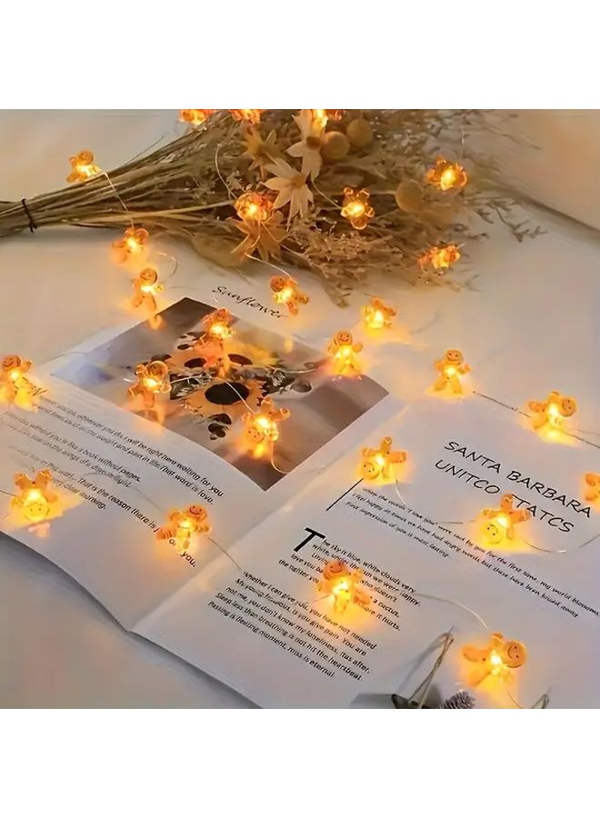1 قطعة إضاءة LED على شكل رجل خبز الزنجبيل، 10 لمبات LED، لعيد الميلاد أو عيد الشكر أو الديكور الداخلي، تعمل بالبطارية (البطاريات غير متضمنة) - Image 2