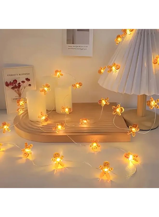1 قطعة إضاءة LED على شكل رجل خبز الزنجبيل، 10 لمبات LED، لعيد الميلاد أو عيد الشكر أو الديكور الداخلي، تعمل بالبطارية (البطاريات غير متضمنة) - Image 5