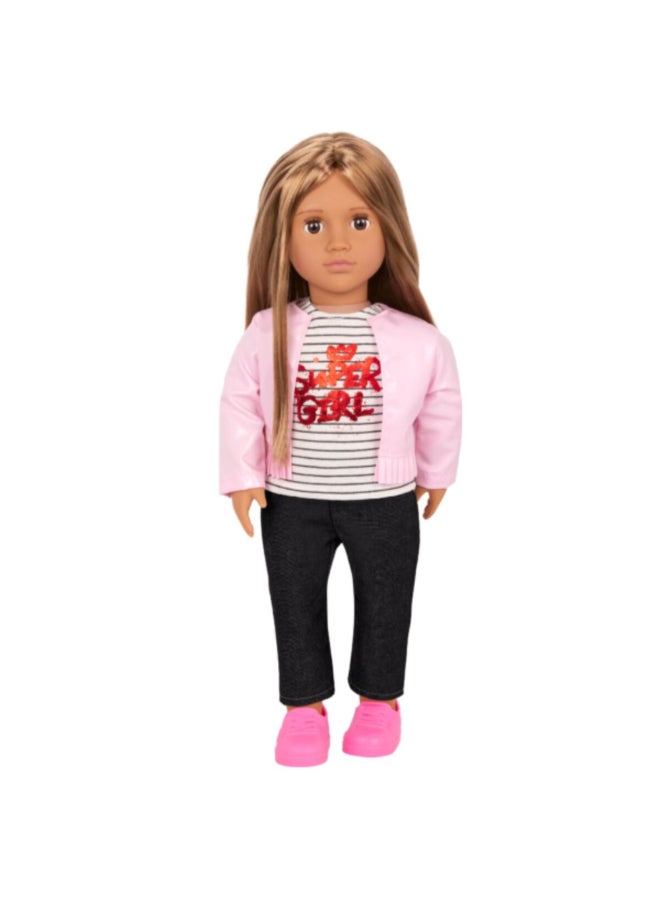 Our Generation Elena Fashionable and Fun Doll in Jacket and Jeans Multicolor 18 Inch BOGBD31488 - Image 2