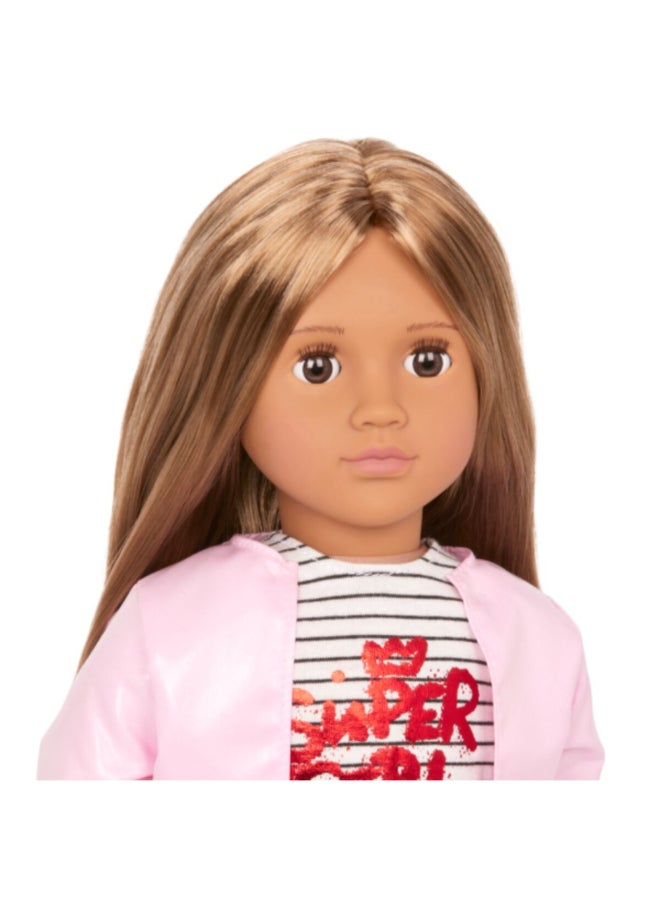 Our Generation Elena Fashionable and Fun Doll in Jacket and Jeans Multicolor 18 Inch BOGBD31488 - Image 4