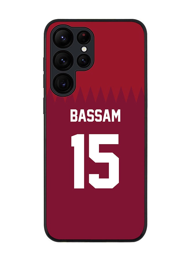 Stylizedd Rugged Black edge case for Samsung Galaxy S22 Ultra 5G Slim fit Soft Case Flexible Rubber Edges Anti Drop TPU Gel Thin Cover - Football Team - Qatar Player Name - Bassam - Image 1