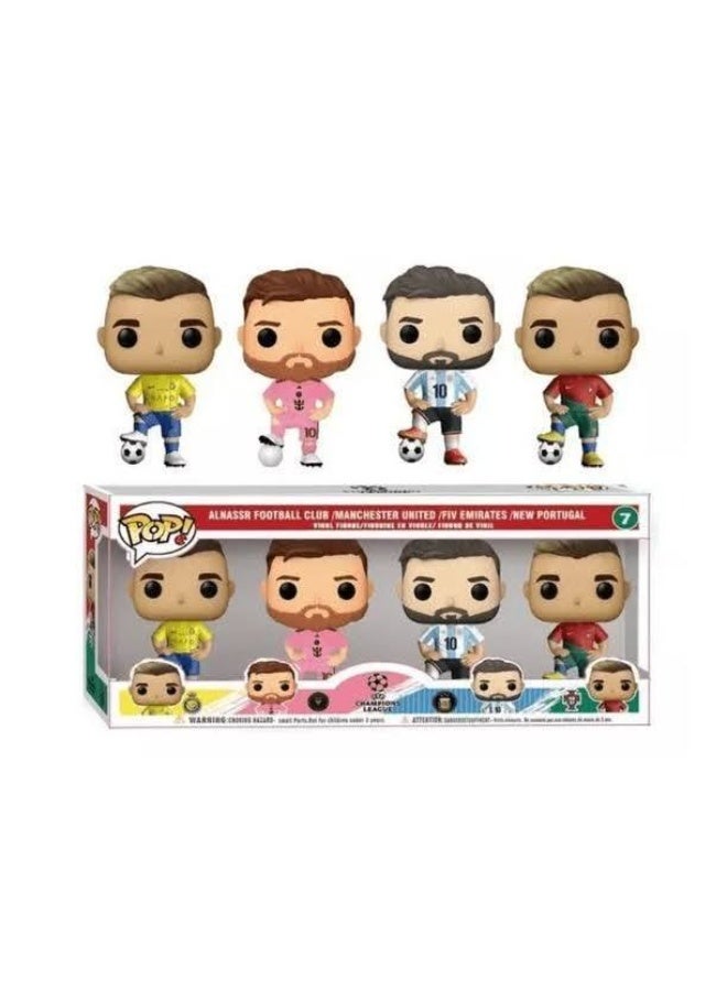 4-Piece Football Star Series Mini Action Figures Set - Ronaldo & Messi Style Collectibles