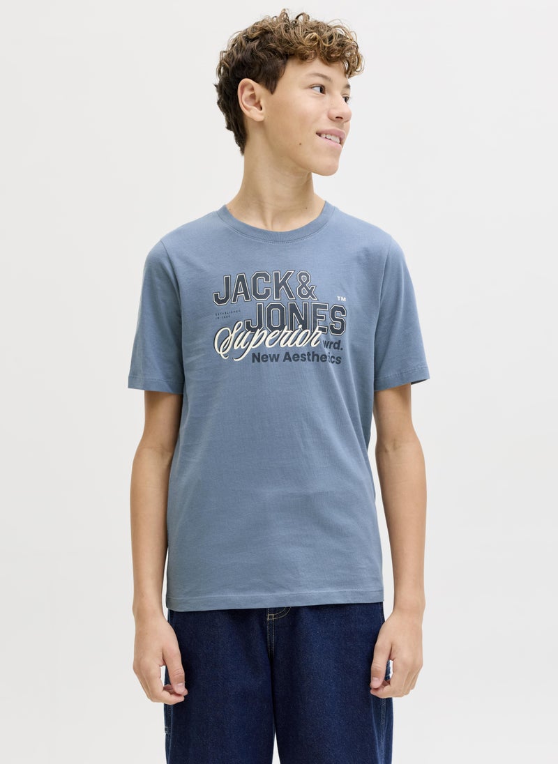 Jack & Jones Junior Kids Jjelogo Crew Neck T-Shirt - Image 1