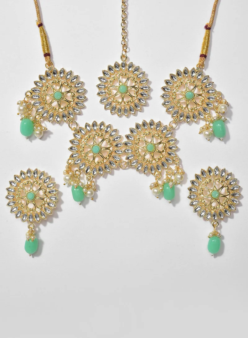 SOHI Stone Studded & Beaded Artificial Jewellery Set