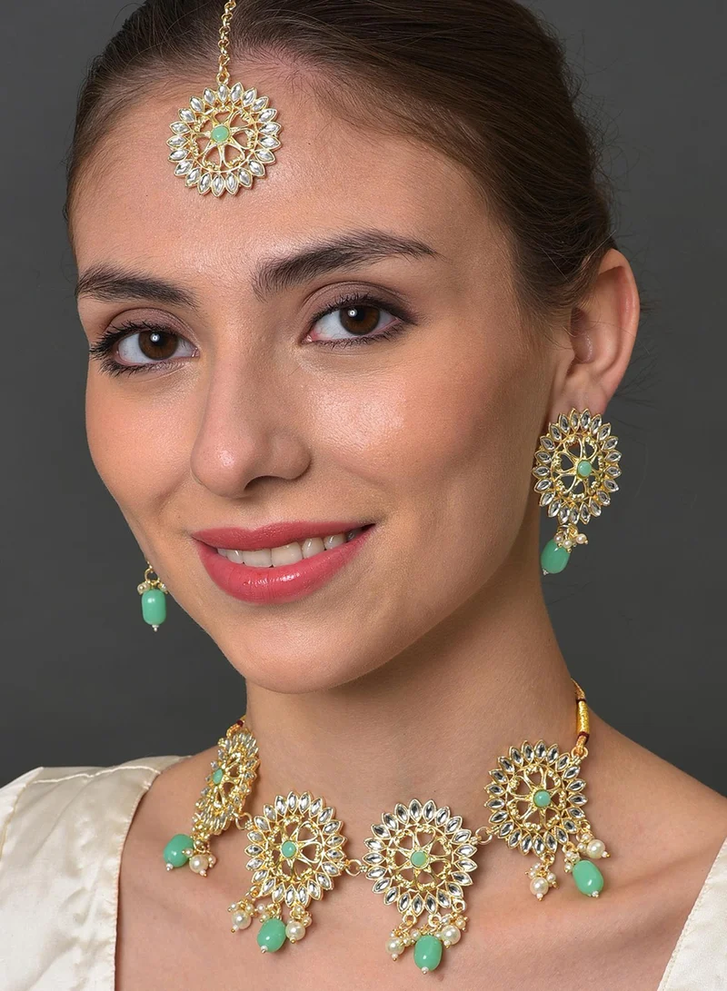 SOHI Stone Studded & Beaded Artificial Jewellery Set