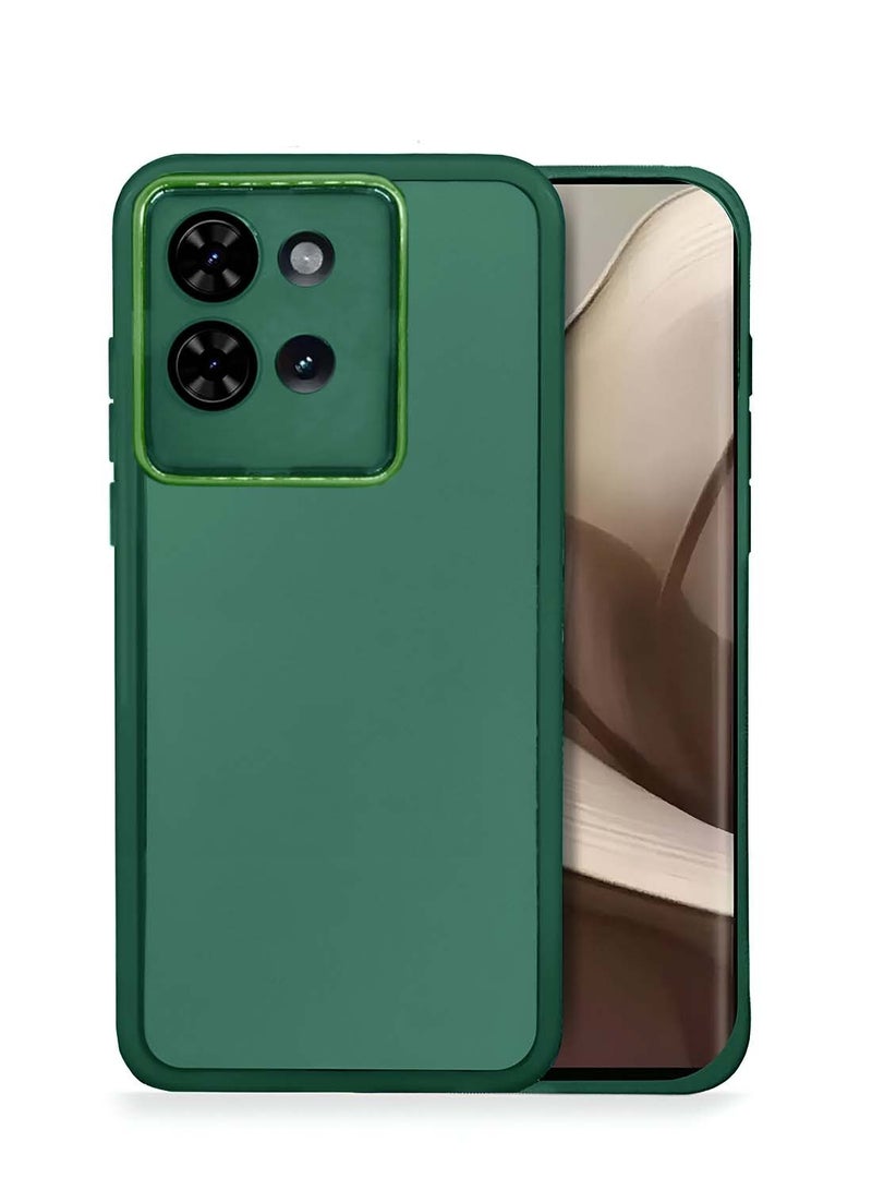 Wtech Motorola Edge 50 5G 2024 Soft Transparent TPU Silicone Ultra Thin Phone Stylish Electroplated Camera Border Back Case Cover - Dark Green - Image 1