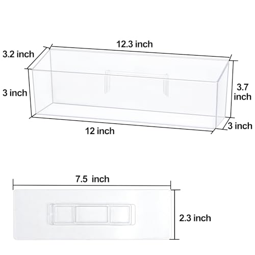 ZEXALOR Wall Mounted Organizer Bins, Wall Mount Spice Rack, Adhesive Hanging Bin Fridge Organizer for Bathroom,Kitchen,Cabinet,Pantry,Countertops (12.2×3.9×3.1") - Image 3