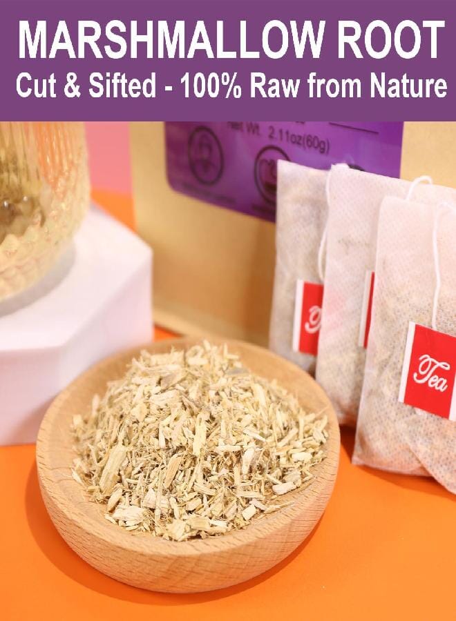 FullChea - Marshmallow Root Tea, 2g X 30 Count - Premium Natural Dried Cut & Sifted Althaea Officinalis - Non-GMO - Caffeine-free - Respiratory Support & Promote Digestion - Image 2