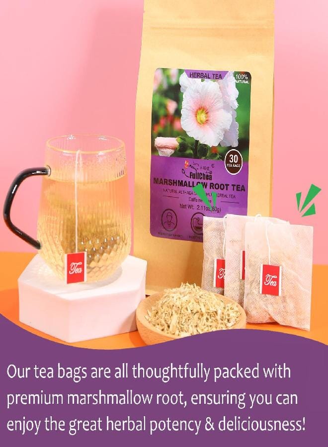 FullChea - Marshmallow Root Tea, 2g X 30 Count - Premium Natural Dried Cut & Sifted Althaea Officinalis - Non-GMO - Caffeine-free - Respiratory Support & Promote Digestion - Image 3
