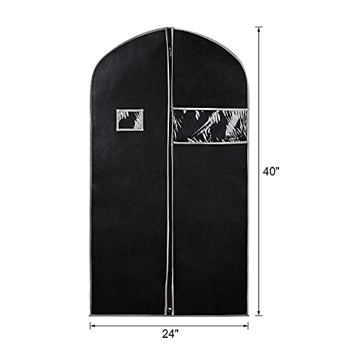 Syeeiex 40" Suit Bag, Set of 5 Garment Bags for Hanging Clothes, Suit Bags for Closet Storage, Garment Bags for Storage Suits,T-shirts, Jackets and Coats(Black & Grey) - Image 2