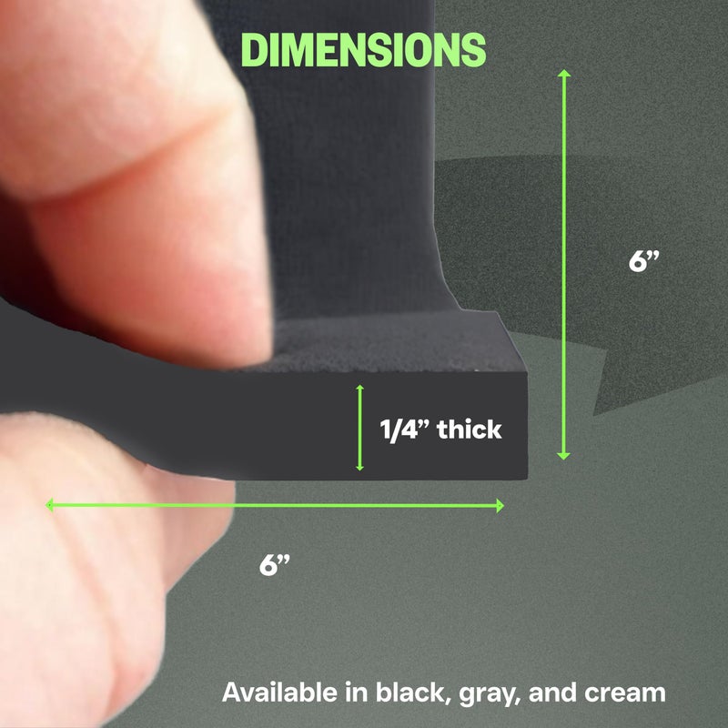 XCEL Neoprene Foam AntiVibration Pads with Adhesive 6" X 6" X 1/4" (8 Pieces) - Image 2