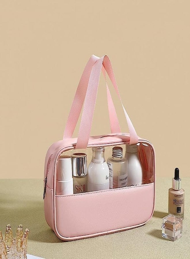 Multi-Functional Makeup Pouch for Women | Waterproof PVC Cosmetic Bags for Girls | Toiletry Storage Wash Bag | Travel Organizer for Bath Accessories & Grooming Kit (Pink) - Image 3