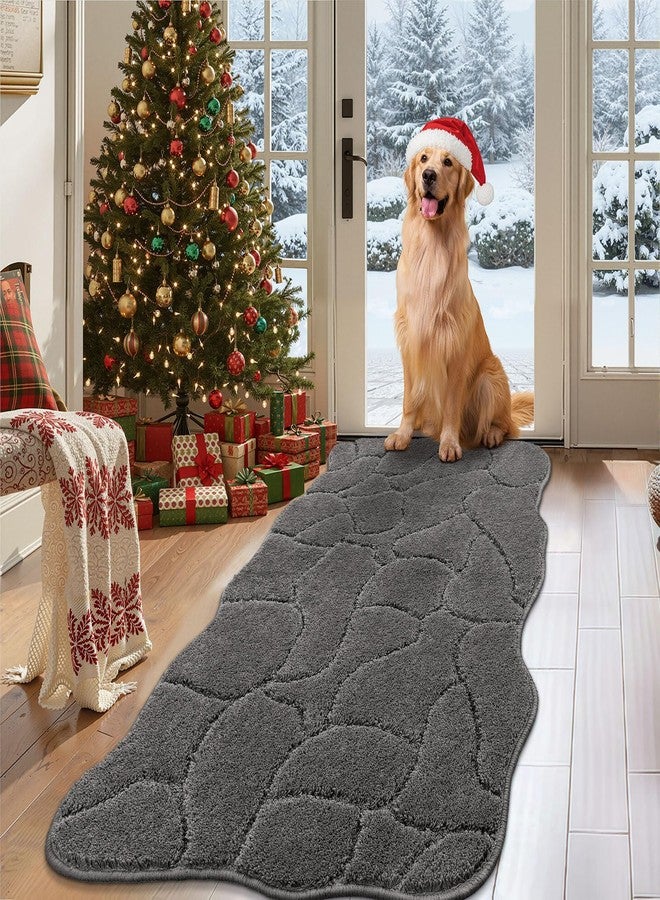 BSICPRO Large Dog Door Mat for Muddy Paws, 22x47 Absorbent Dirt Trapper Long Door Mat, Non-Slip Washable Mud Mat for Dogs, Polyester Microfiber Soft Pet Rug Mat for Entryway, Mud Dog Paws, Patio (Gray) - Image 1
