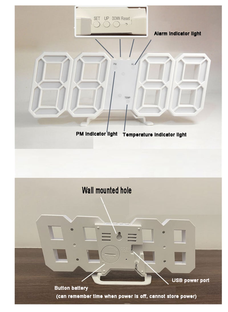 Generic - 3D Digital LED Clock Wall Mount Alarm Clock Modern Desk Clocks for Home Bedrooms, Office - Image 1