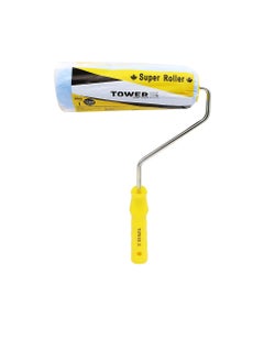 Tower TOWER 9" Paint Roller with Plastic Handle with Replaceable Covers, Strong, Durable and Lightweight for use Indoors & Outdoors Yellow/Blue, 9 inch  - Image 1