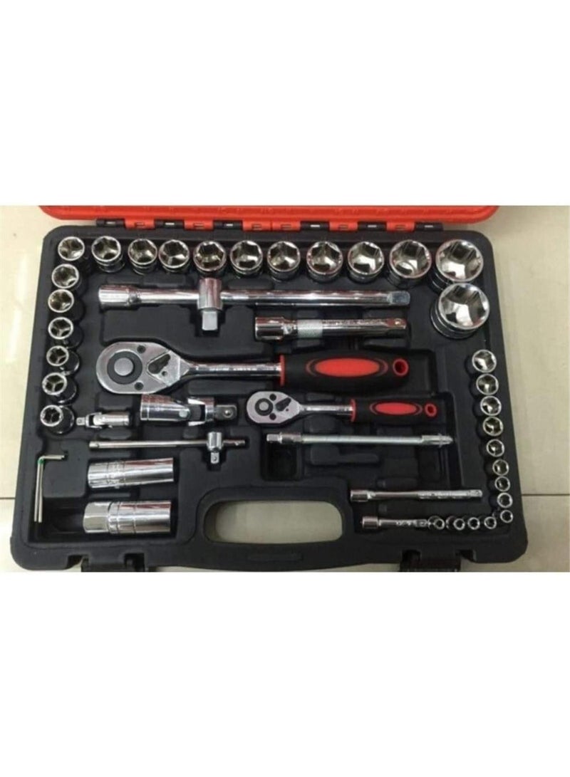 GGOOT Ratchet Wrench Socket Wrench Set Tool Set 94Pcs Auto Repairing Red Box Hardware Tool Kits Sockets Ratchet Wrench Combo Tools Kit 1109  - Image 3